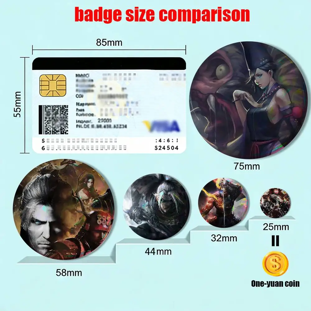 game Mumyo Nioh Badge on Backpack Clothes decoration Tinplate Round Brooch Funny Custom Gifts for Friend