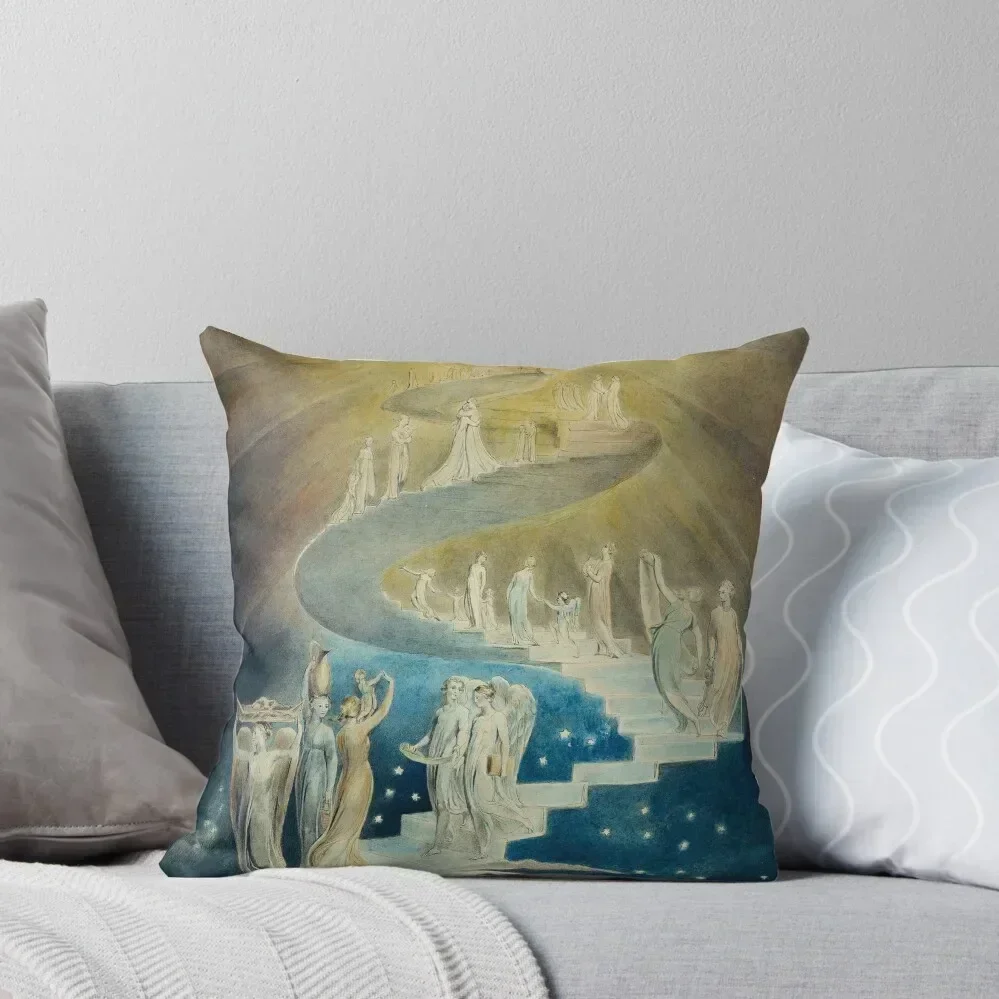 HD Jacob's Ladder, by William Blake HIGH DEFINITION Throw Pillow Christmas Pillow Covers Couch Cushions pillow