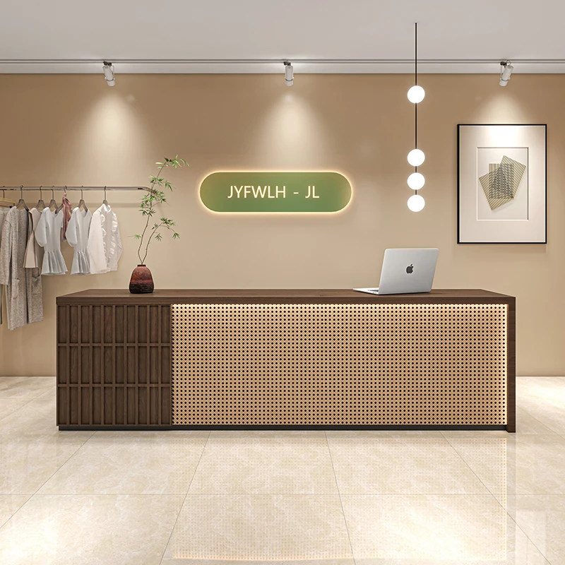 

Emfangs Long Reception Desk Luxurious Modern Tiend Catheter Lamps Reception Desk Adapted Cafe Muebles Reception Furniture