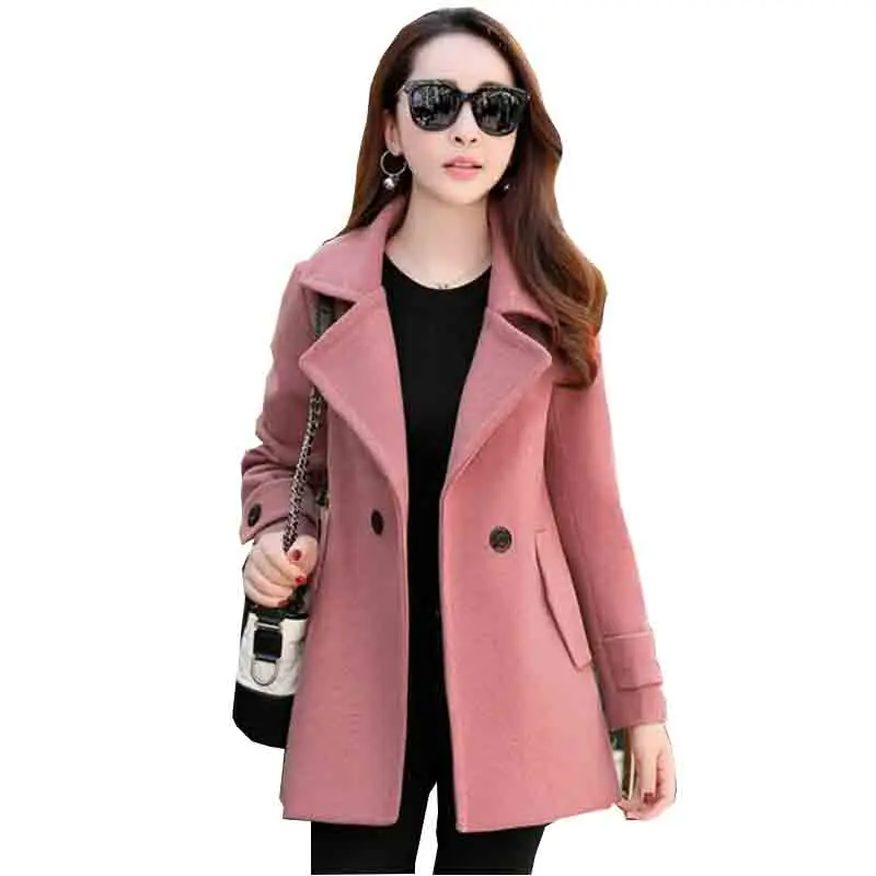 

spring and autumn Topcoat Blazer Collar Woolen Coat Women Winter Jacket Niche Vintage Loose Fashion Overcoat Solid Trench Coats