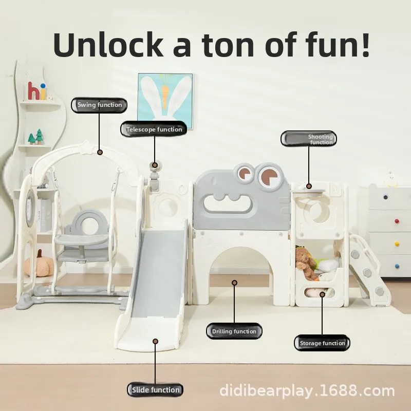 Juego de Tobogán, Columpio y Escalador para Niños de 0 a 6 Años, Juguete de Interior para Bebés y Niños Pequeños, Juego Interactivo para Padres e Hijos
