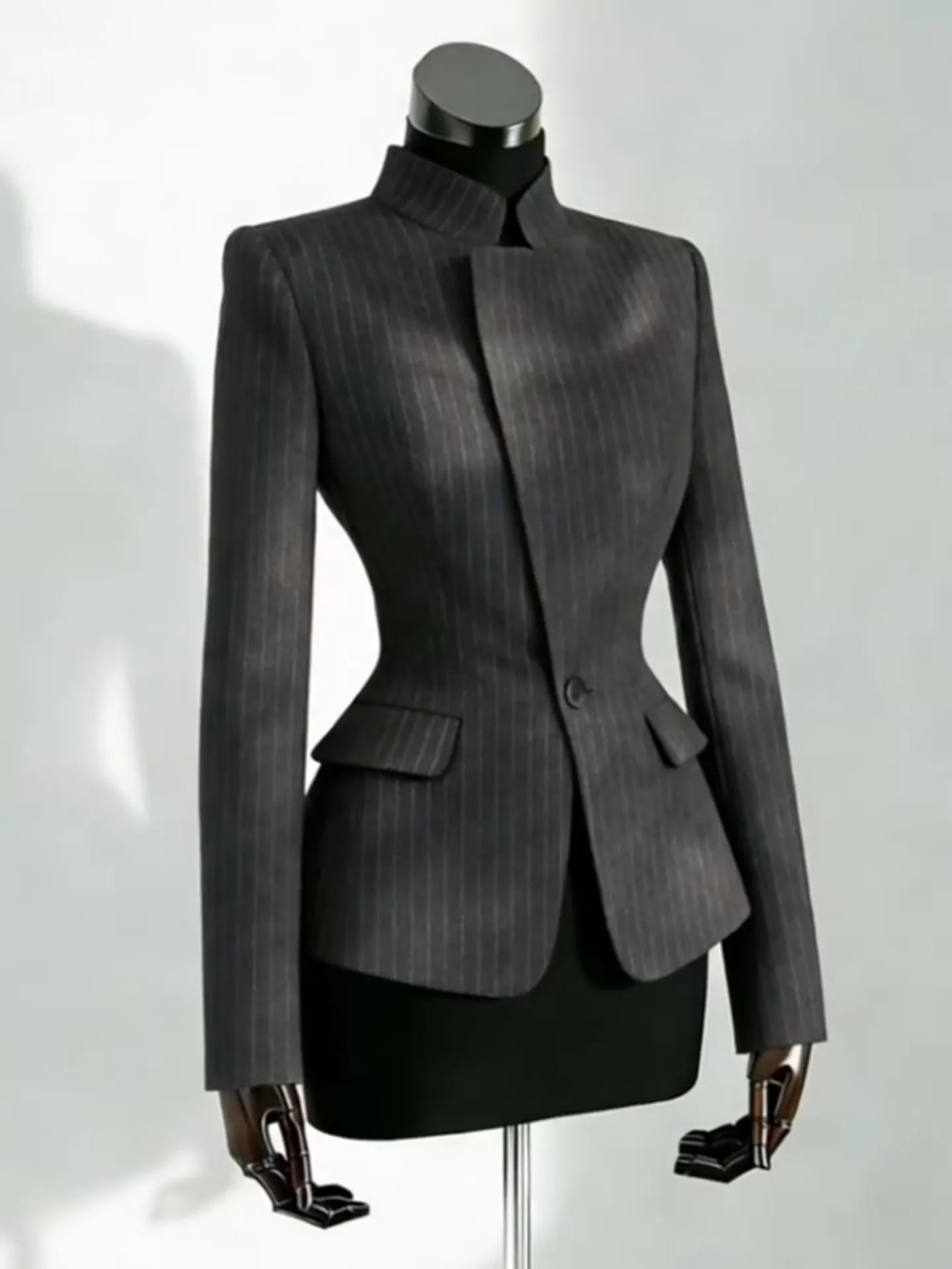 

Женский деловой пиджак в полоску, весенняя новинка, с эффектом утяжки талии, удобный для повседневной носки, короткое пальто