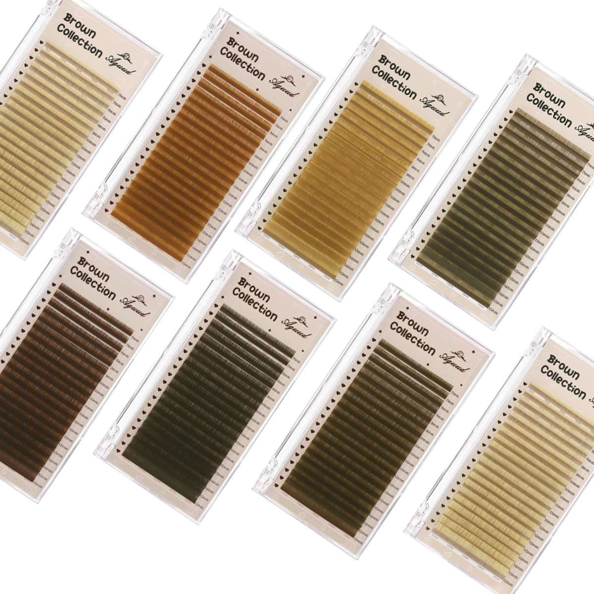 AGUUD Pro 20 Rows Brown Collection Individual Eyelash Extension Russian Volume Lashes MIX7-15 Soft Mink Brown Eyelashes Makeup