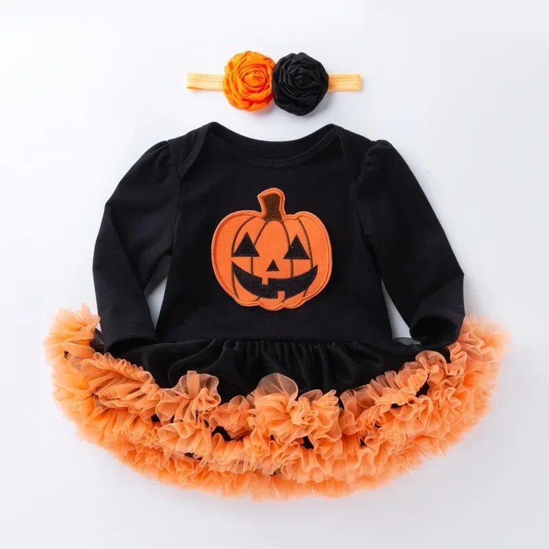 Baby Girls Halloween Dress Pumpkin Witch Dress 1st One Year Tutu Dress Newborn 9 12 Months Kids Costume Cosplay Clothes