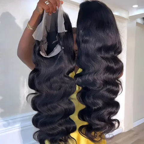 13x4 HD Transparent Lace Front Wigs For Women 34 Inch Body Wave Human Hair Wig 250% Density Pre Plucked Lace Frontal Wig