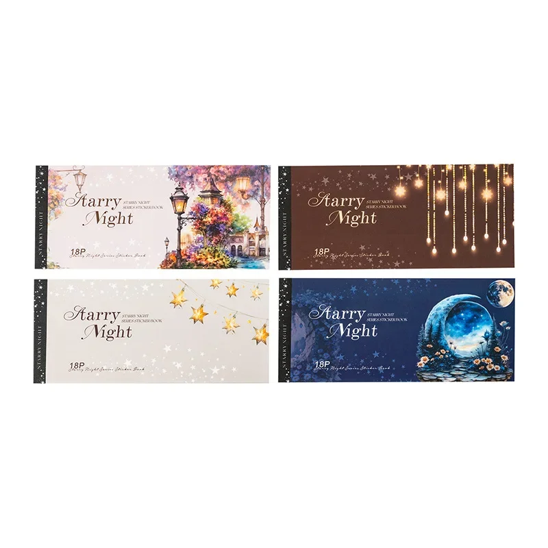 

18 листов, ночные канцелярские принадлежности, освещение, принадлежности для ночного падения, декоративные наклейки большого размера для скрапбукинга, 120*95 мм, наклейки со звездами, книга звезды