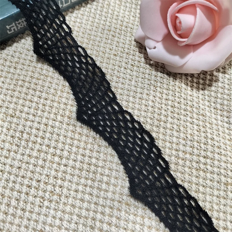 s1546 3cm black elastic and soft lace trim which can be used for underwear and accessories