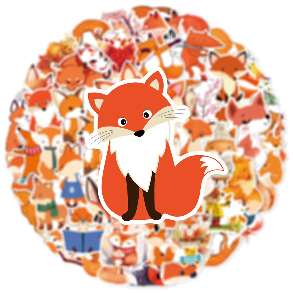 10/30/50Pcs Cute Cartoon Fox Animal Graffiti Stickers Creative Car Phone Computer Fridge Case Sticker Scrapbooking Kids Decals