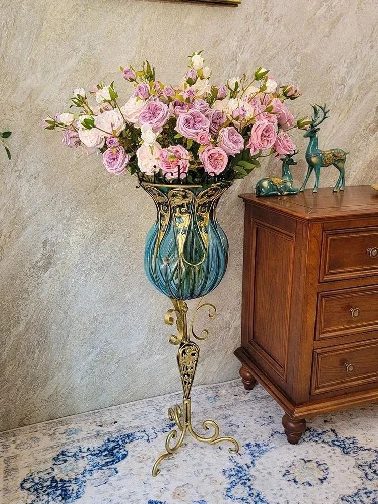 HP-15 Floor-standing Large Vase Living Room Glass Ornament Flower Arrangement Tall Decorative Piece