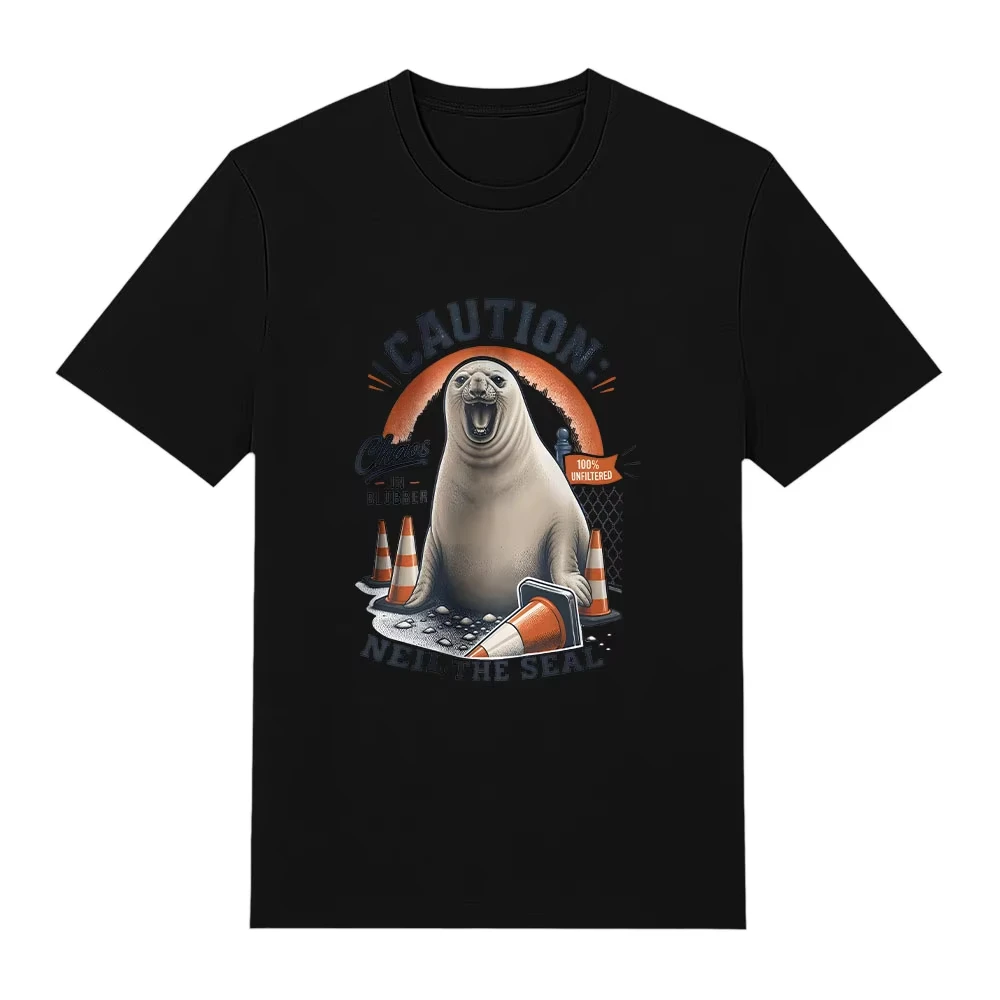 2026 Hot Sale Funny Neil The Seal Summer New Cotton T-shirt Unisex Hip Hop Streetwear Top Y2K Gothic Cotton Oversized T-shirts