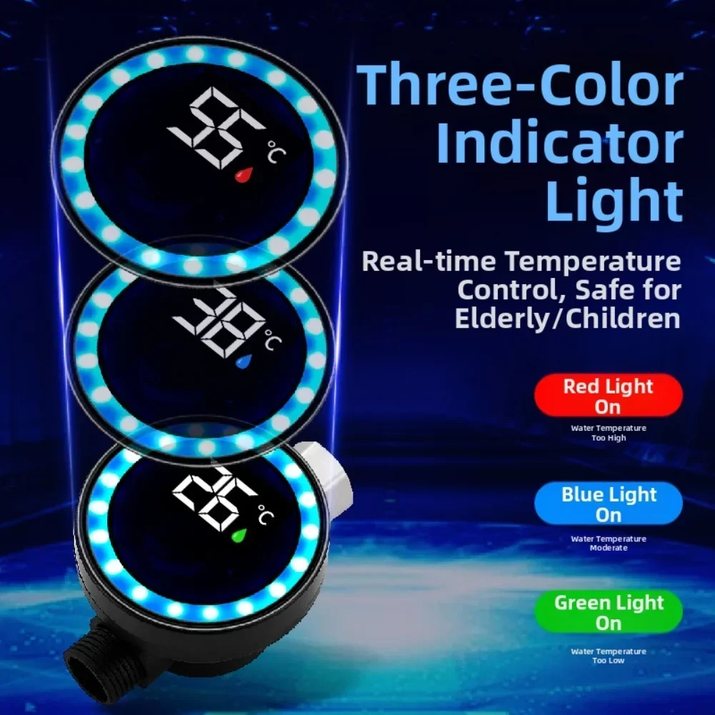 1 2 Inch Thread Size Bath Smart Thermometer Shower Thermometer Water Temperature Gauge Long-lasting Construction