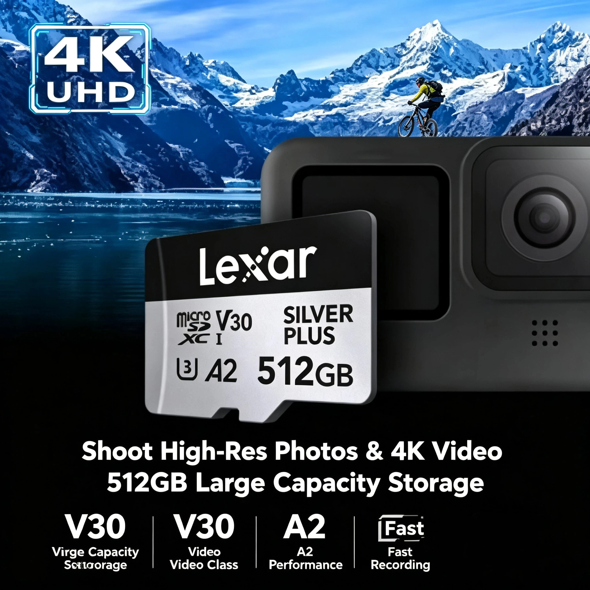 512GB Micro SD Card for DJI Drone, Lexar Professional TF Memory Card SDXC UHS-I V30, 4K 205MB/s Read Speed