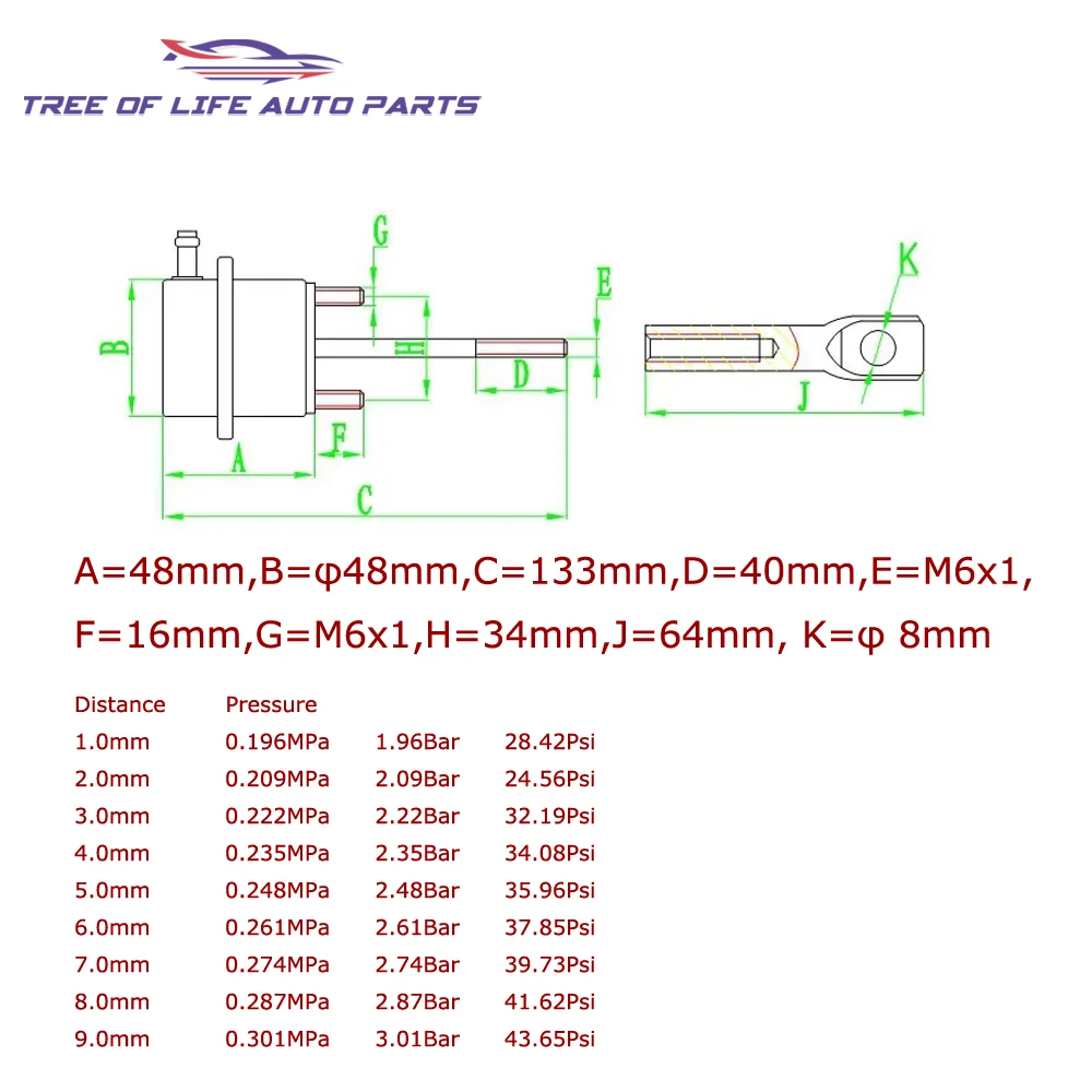 Higher Pressure 2.0-3.0bar TB25/TB28/GT35/GT30 Universal Type Turbo Actuator Internal Wastegate