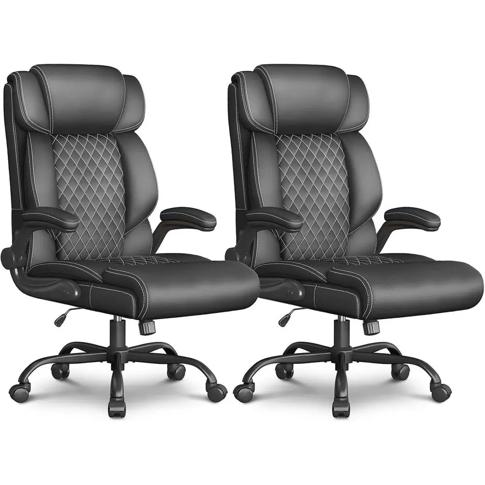 

Executive High Back Breathable Comfort Desk Chair with Adjustable Armrests, Lumbar Support, Ergonomic Leather Swivel Chair with