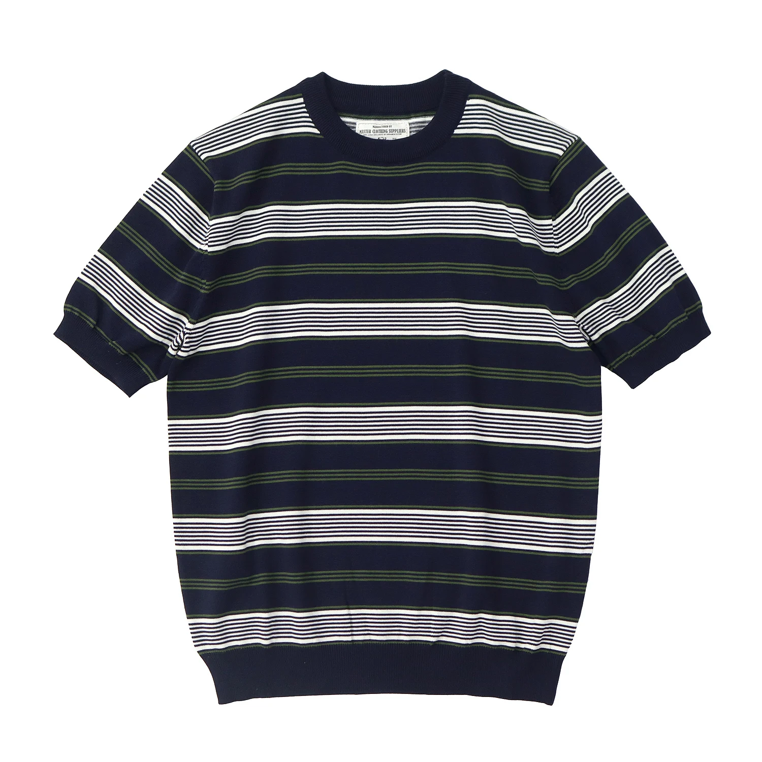 2025 Summer New American Retro 280G Short Sleeve O-neck Knitted Striped T-shirt Men's Simple 100% Cotton Washed Casual Slim Tops