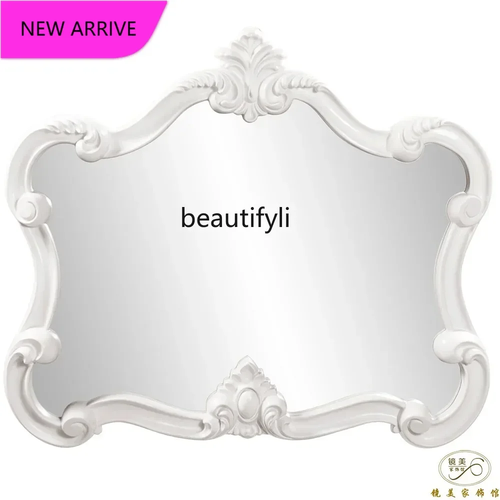 French retro bathroom mirror cosmetic mirror wall-mounted washstand European fireplace decorative mirror6239