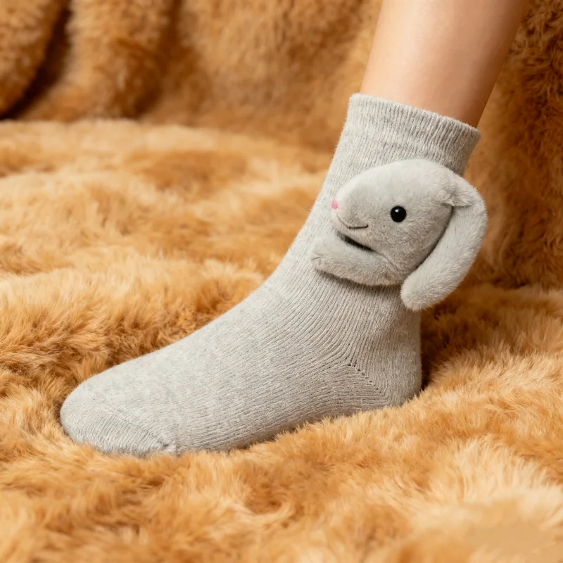 

Womens Knitted Floor Socks Hand Crocheted Thermal Animal Socks Legs Warm Middle Tube Socks Christmas Gifts For Kids Friends