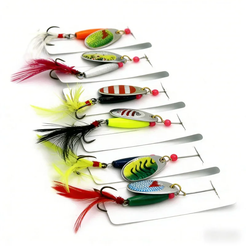 

Набор из 6 вращающихся блесен-приманок с пайетками, 10 см, 7 г, универсальные для пресноводной рыбалки на морского окуня, верхогляда, басса, микро-приманки, рыболовные аксессуары