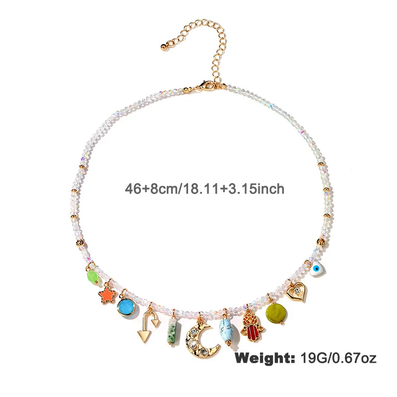 أزياء الصيف الأصلية متعددة قلادة قلادة سوار مزيج اللون أزياء البوب القمر ستار امرأة #6