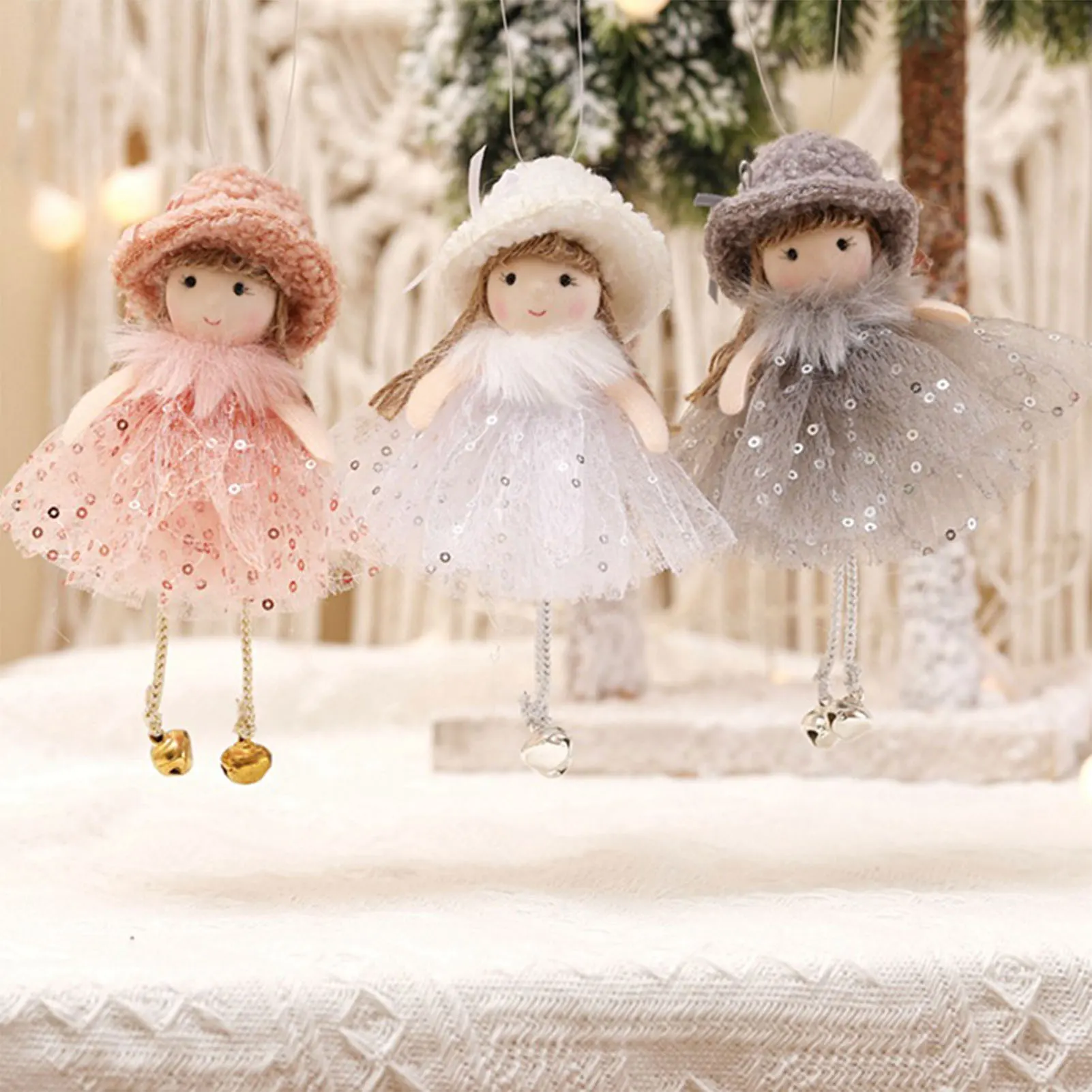 2023 Christmas Ornament Exquisite Net Yarn Plush Ballerina Girl Doll Christmas Tree Pendant New Year Christmas Decoration Gift