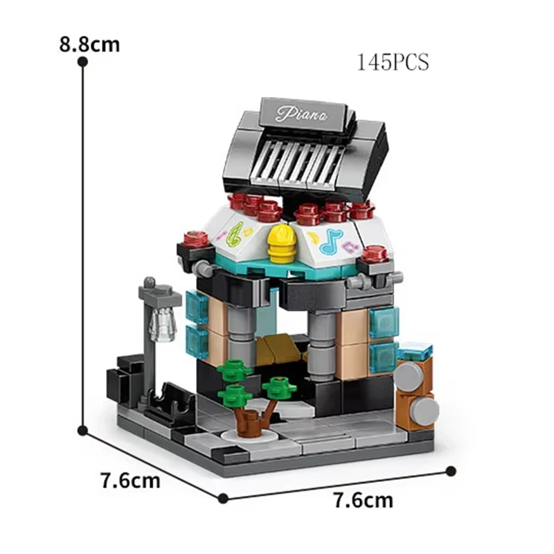 Bloques de construcción de tienda pequeña para niñas, juguete de ladrillos para armar tienda de mercado, serie calles de Ciudad, ideal para restaurantes de hamburguesas, arquitectura creativa, código 145, piezas