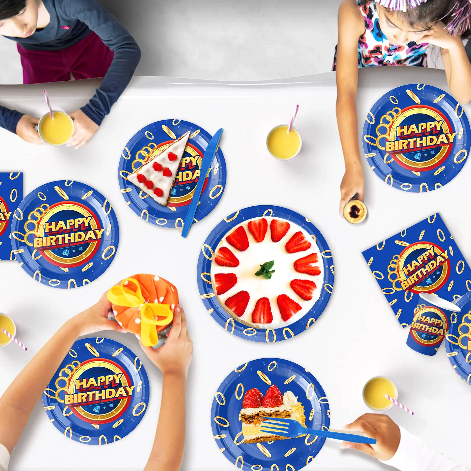 زينة حفلات أعياد الميلاد للأولاد والبنات من سونيك، وديكورات حفلات الأطفال، وملصقات أدوات المائدة للاستعمال مرة واحدة، ومفارش المائدة، وقطرة خلفية. #3