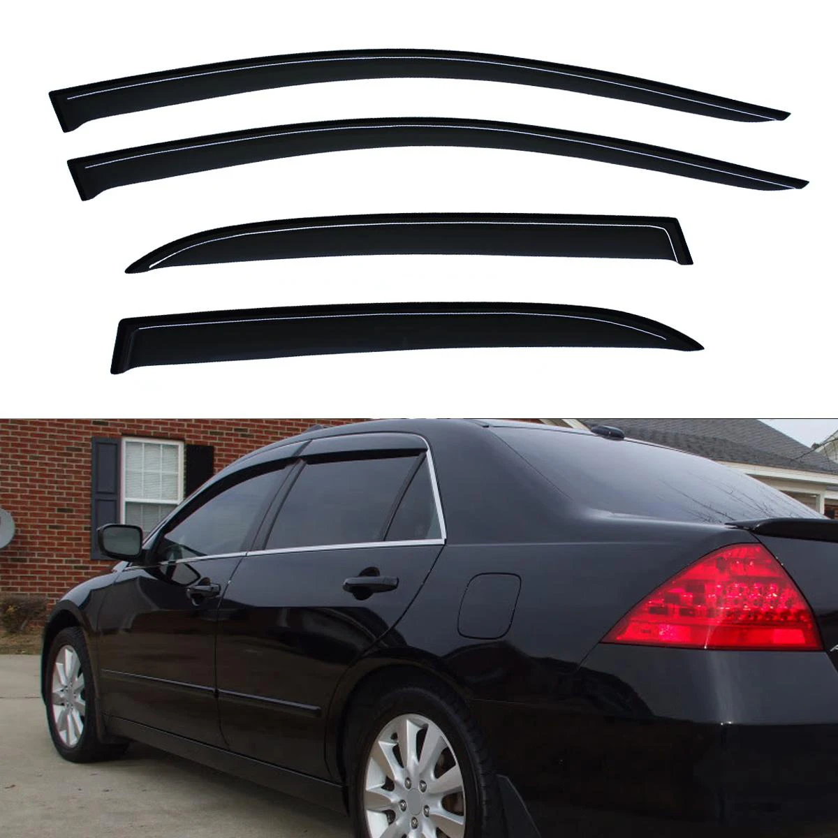 

4pcs Out Channel Sun Rain Vent Window Visors For 03-07 Honda Accord 4-Door Sedan