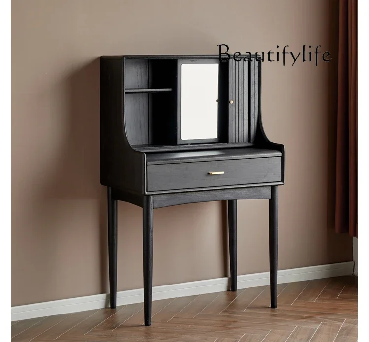 

Черный туалетный столик из цельного дерева в скандинавском средневековом стиле, бытовой высококачественный столик для макияжа