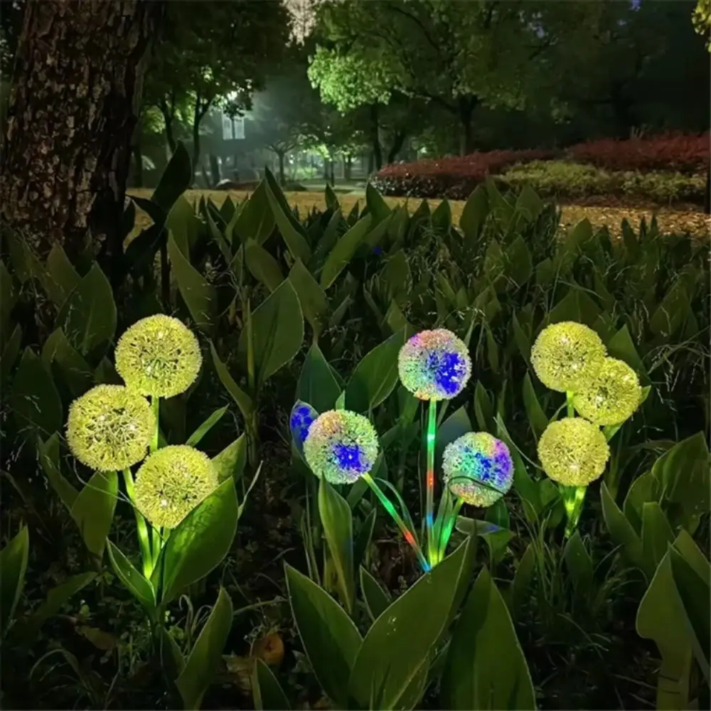 Solar-Powered Solar LED Garden Light Waterproof Battery-Operated Onion Head Light Warm Heads 3 Head or 1 Head Scallion Ball Lamp