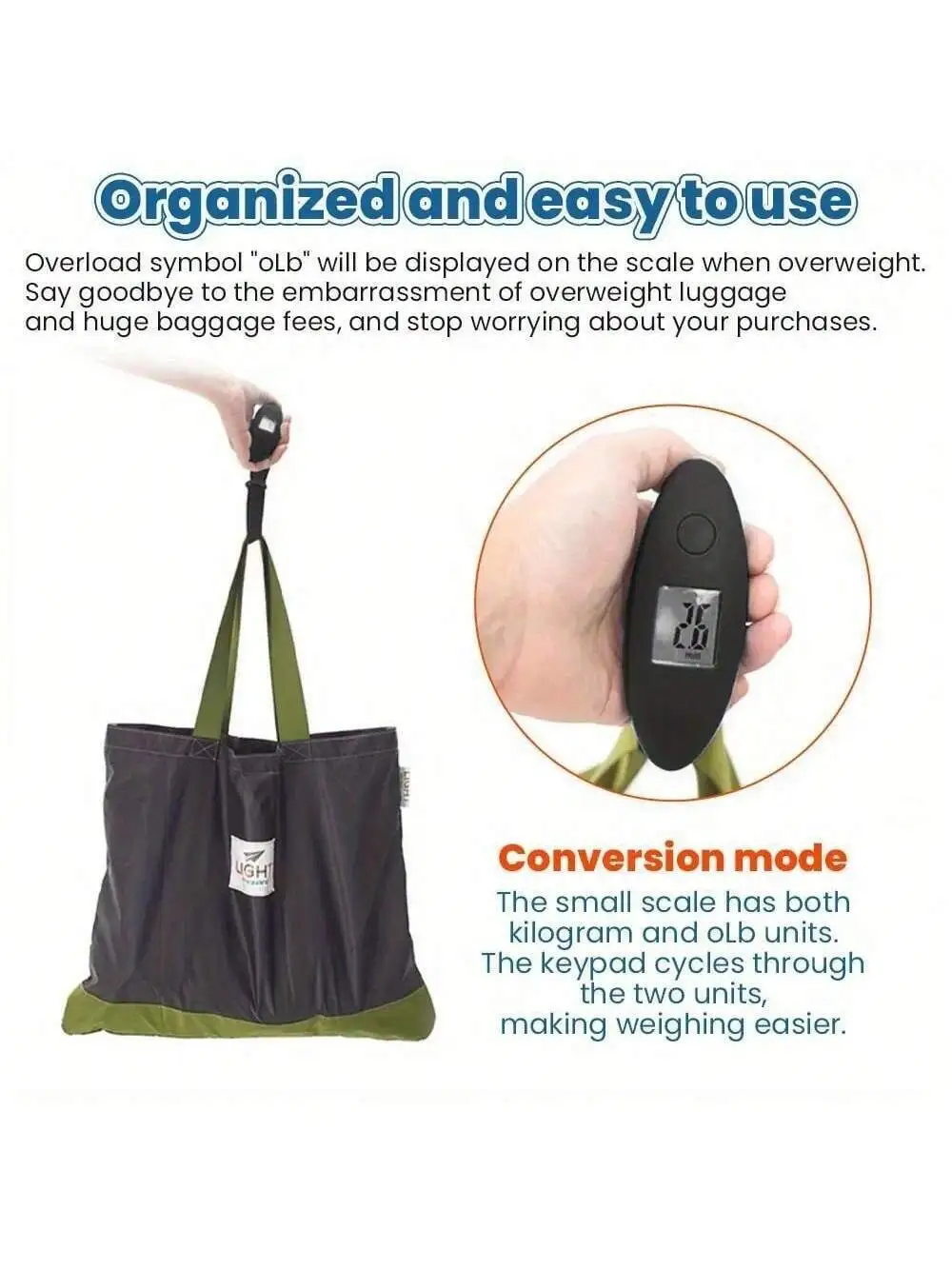 1pc 휴대용 전자 수하물 규모, 0.1kg-40kg 용량, 수하물 걸 수 있음, 여행에 적합, 범위 무게 무게 포함