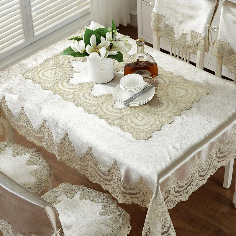 European Luxury Tablecloth Rectangular Coffee Table Lace Cover Towel Modern Tablecloth Wedding Fabric Chair Cover Cushion