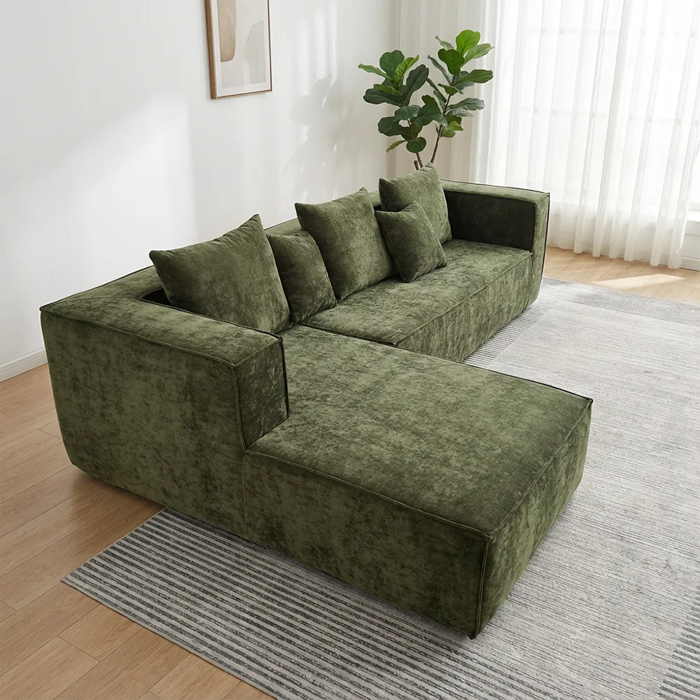 Modern L-shaped compression corner sofa set, foam sponge high density reclining type, suitable for living room furniture