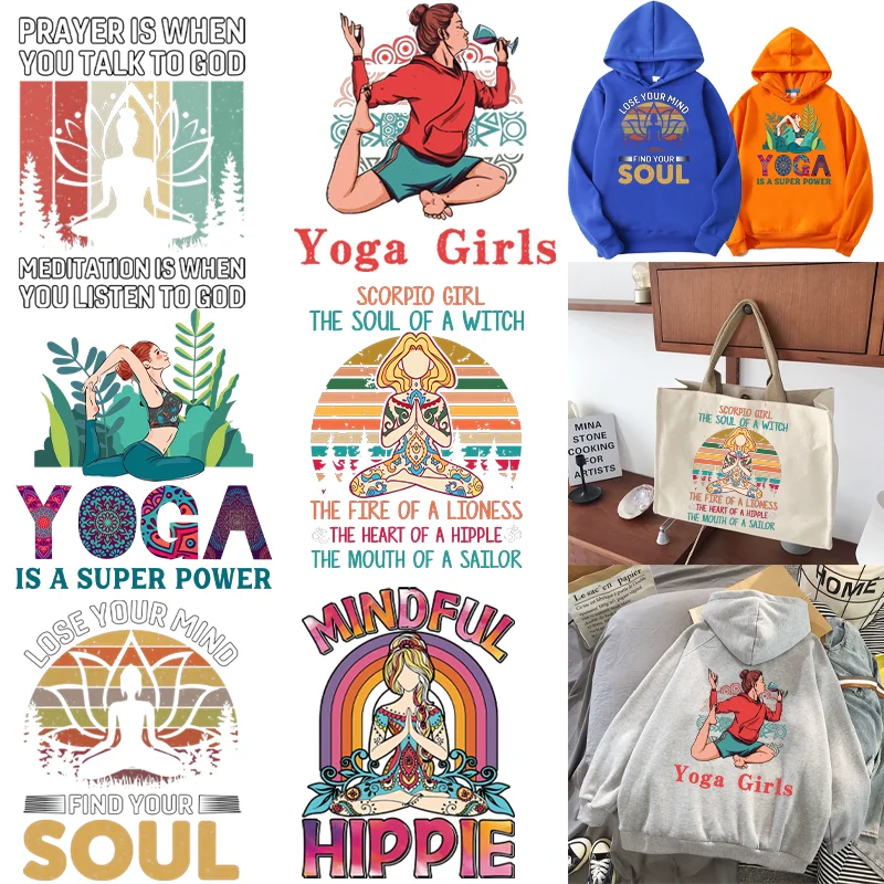 Life lies in exercising practicing yoga, Ironing applications for clothing patches,suitable for hoodies,T-shirts,canvas bags,etc