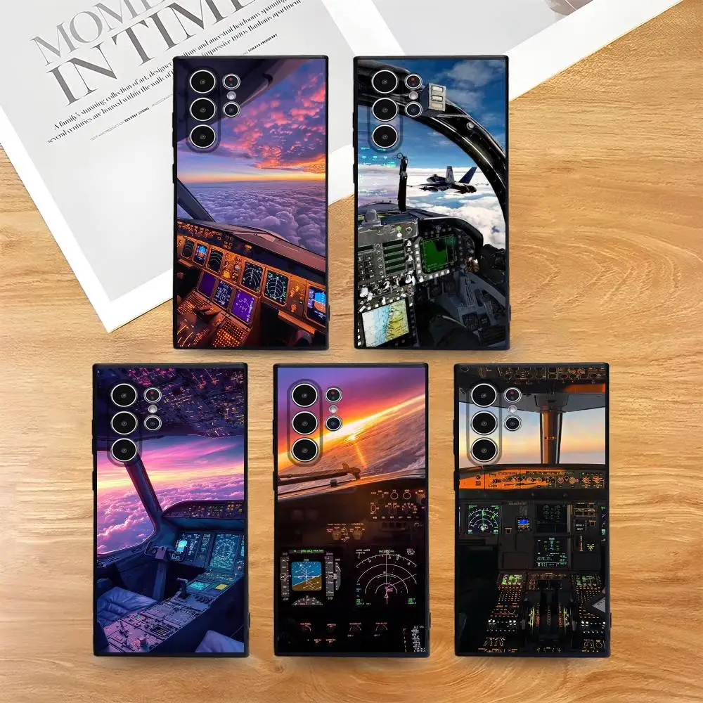 

Airplane Cockpit View Phone Case For Phone S Series S21 S22 S23 S24 S25 FE Plus Ultra TPU Soft To Skin-friendly Case