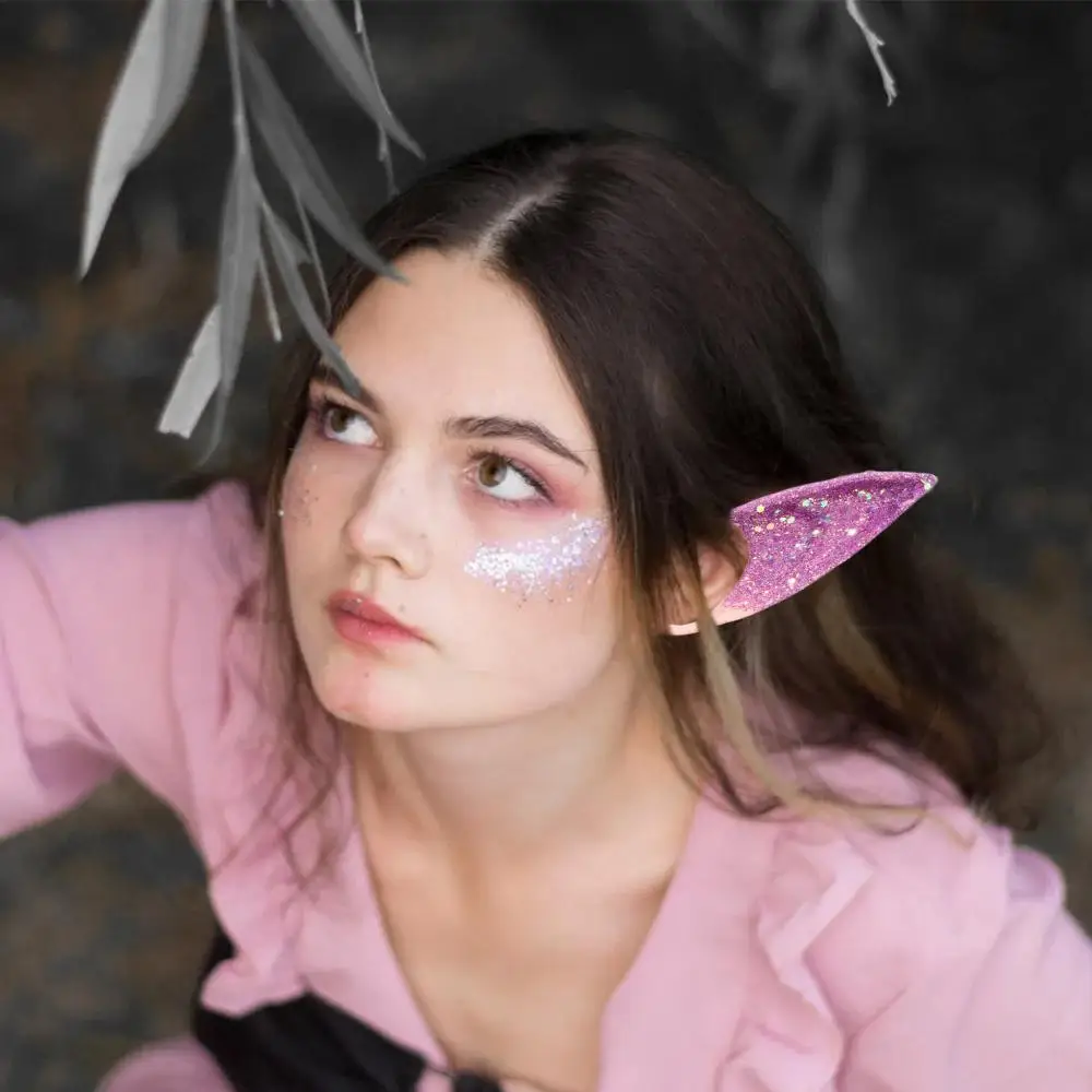 Puntelli per foto Accessori per costumi Orecchie da elfo angelo di Halloween Accessori per cosplay da donna Orecchie in lattice glitter Puntelli per trucco imitazione
