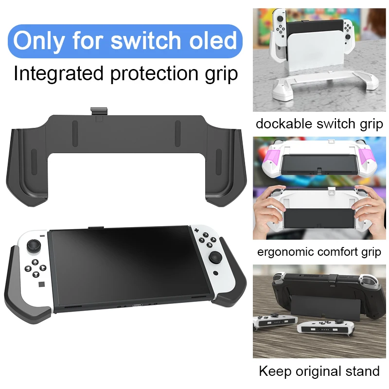 for nintendo switch oled Integrated protective case dockable support charge keep original stand for N-switch oled Handle grip