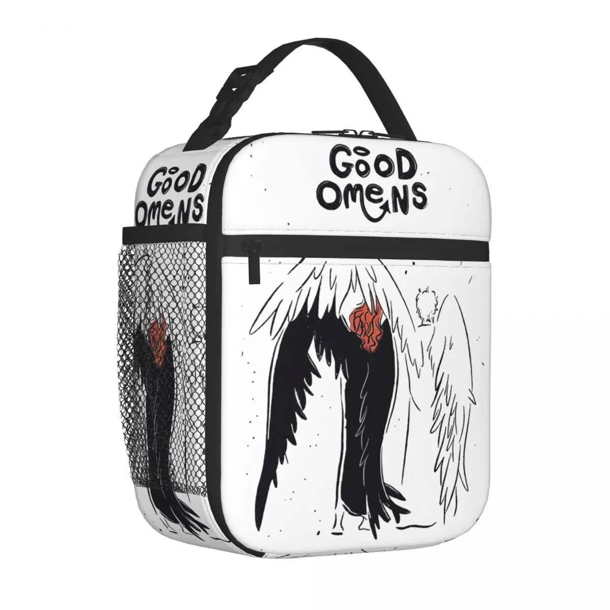 Angel And Demon Good Omens Insulated Lunch Bag High Capacity Meal Container Thermal Bag Tote Lunch Box Work Food Storage Bags