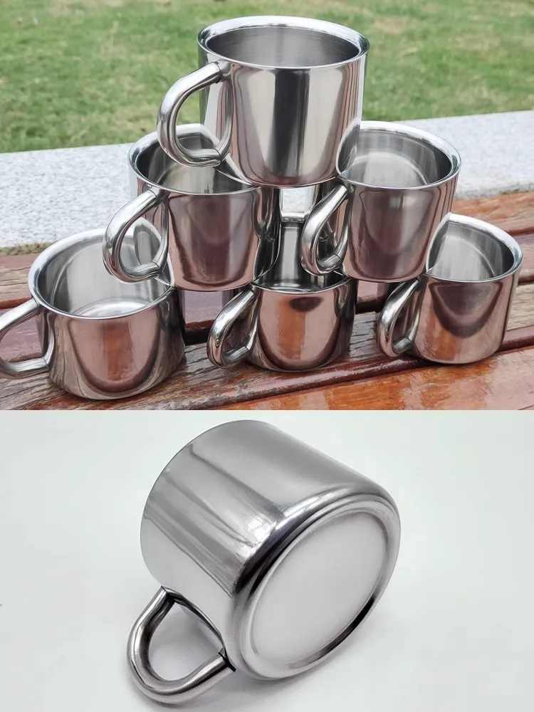 Material de aço inoxidável xícara de café de leite estilo simples moderno ao ar livre cafeteria varanda lounge caneca com alça 100-200ml