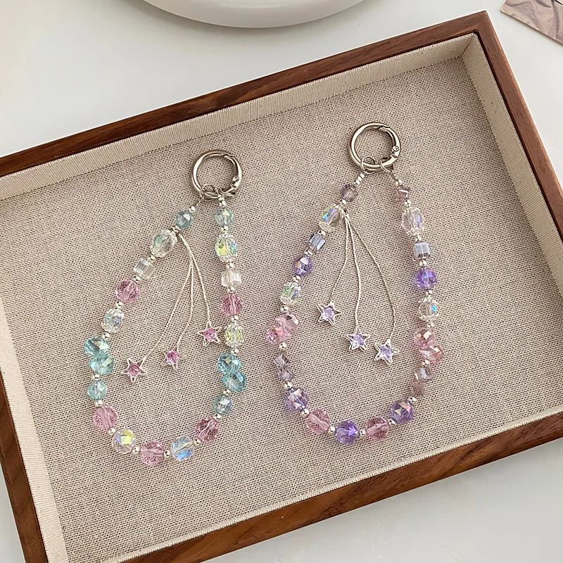 Mobile Phone Chain Sweet and Delicate Five-pointed Star Fringed Handmade Beaded Keychain Bag Hanging Mobile Phone Case Pendant