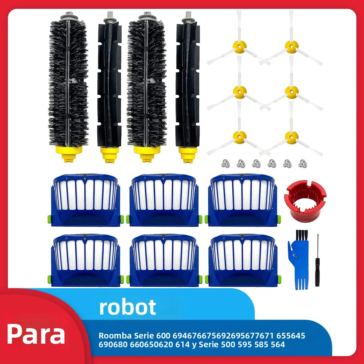 Kit de piezas de repuesto para robot irobot Roomba 600 Series 694 676 675 692 695 677 671 655 645 690 680 660 y 500 Series 595 585 564