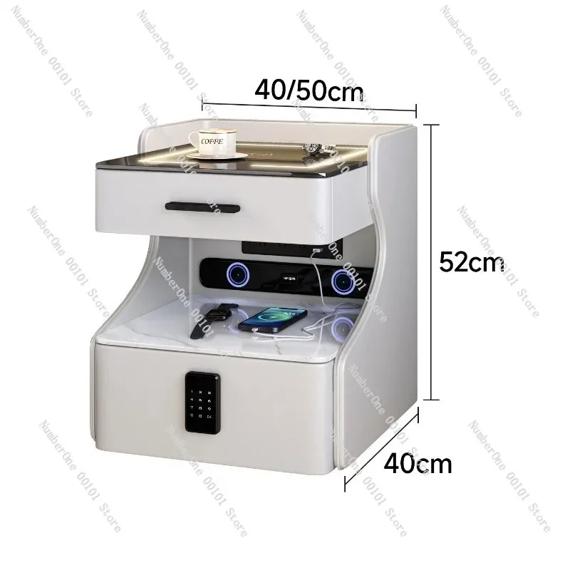 

Smart Solid Wood Bedside Table,New Light Luxury Modern Style for 2025 Home Bedrooms,Compact Nightstand with Practical Storage