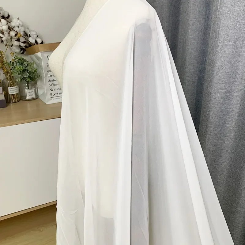 White Natural Mulberry Silk Georgette Fabric for DIY Sew Dyeing Printing Refining White Embryo Clothing Fashion Cloth Material