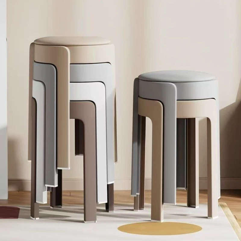 Dining stool can be stacked soft bag round stool thickened plastic high bench living room dining room simple stool