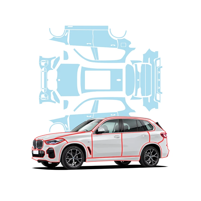 مناسبة لفيلم السيارة غير المرئي BMW X5 M، طبقة حماية طلاء TPU المستوردة، لامعة أو غير لامعة شفافة