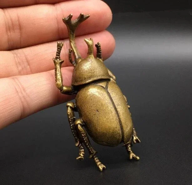 Chinese Pure Brass Beetle Small Statue