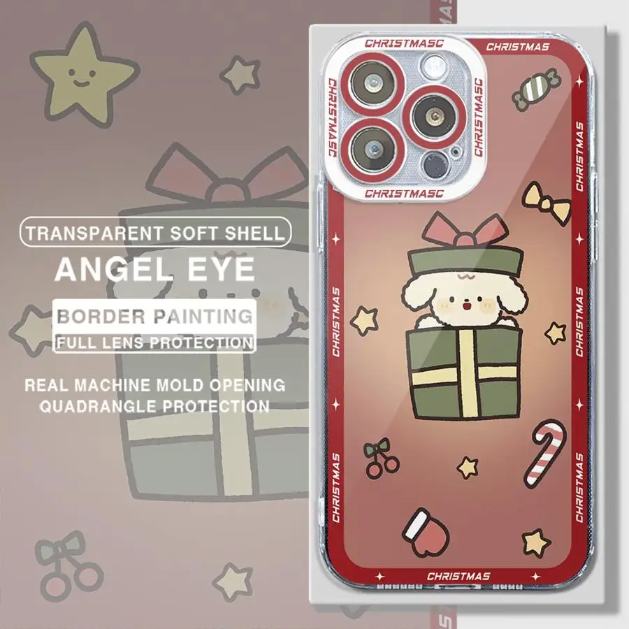 Christmas Cartoon Puppy Phone Case for Xiaomi Redmi Note 11 Pro 5G 11S 12 13 11 Pro Plus 10S 10 Pro 13 5G Transparent Capa Cover image 6