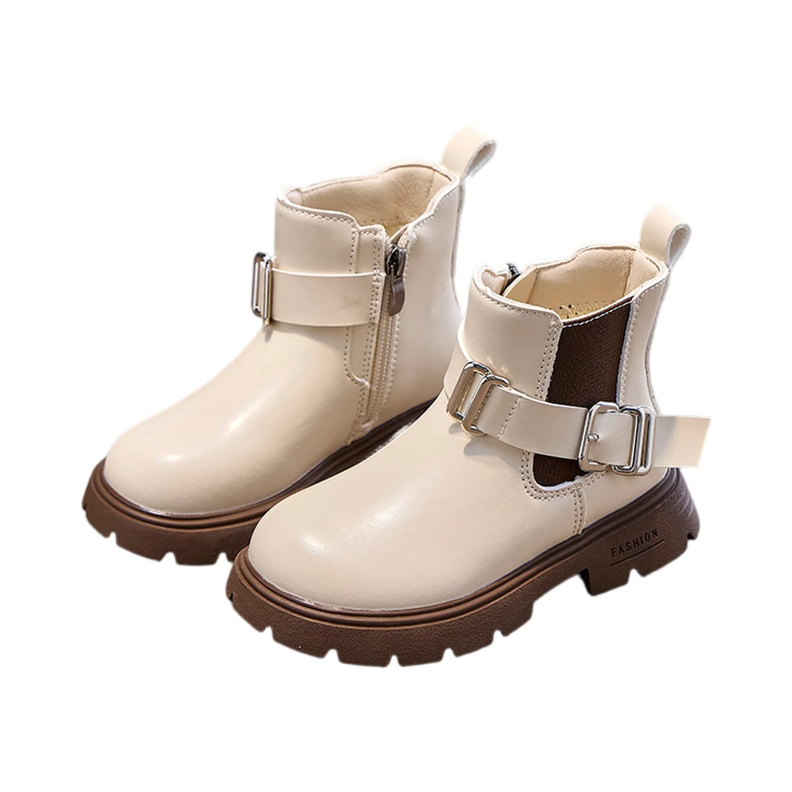 Fashion Motorcycle Boots for Girls Winter Side Zipper Outdoor Children Shoes Trendy Metal Buckle Little Girl Sneaker 2026