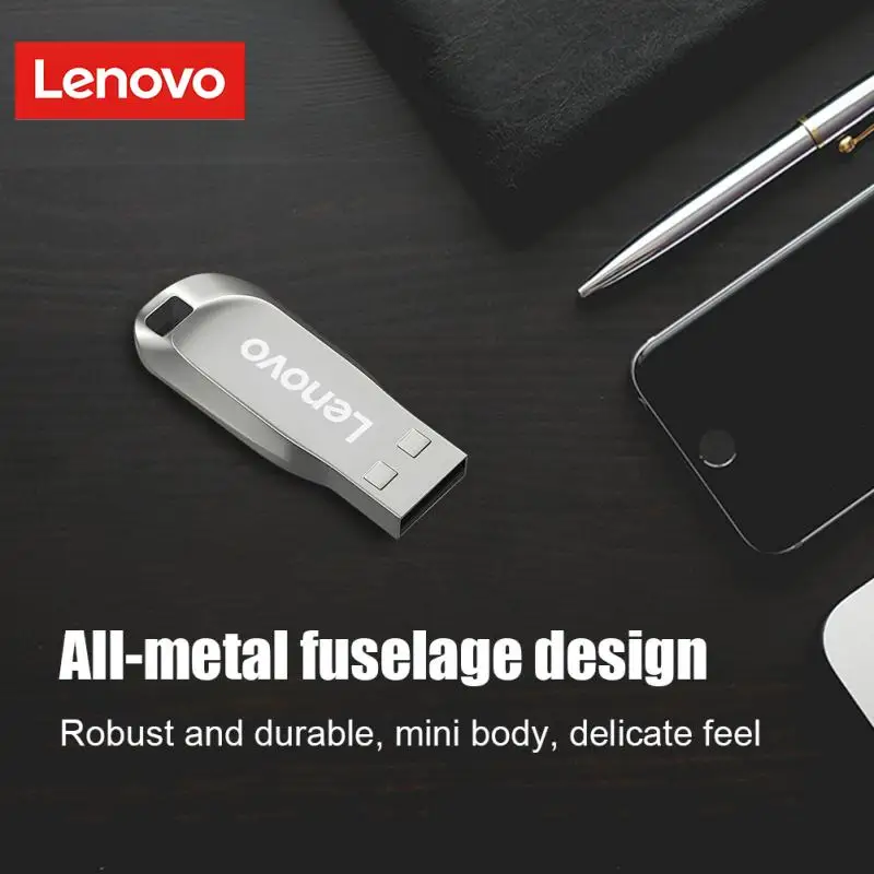 Lenovo 2TB USB Flash Drives Waterproof Metal Flash Usb Memory Stick Black Pen Drive Creative Business Gift Silver Storage U Disk