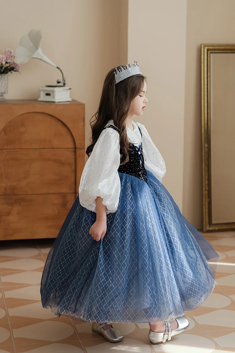 Anna Frozen Queen Dress Children Spring and Autumn Halloween Cosplay Formal Occasion Princess Dresses for Girls birthday Party