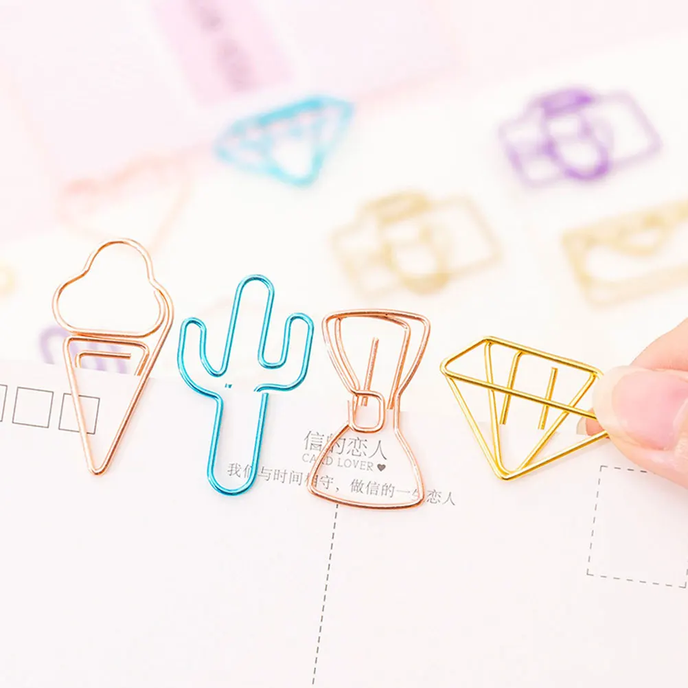 

60Pcs Hollow-Out Paper Clips Creative Adorable Colored File Clips Metal Office Tools Paperclips for Office